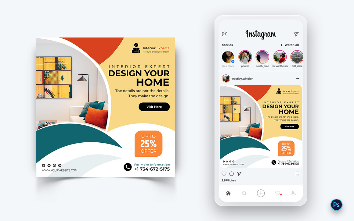 Interior Design and Furniture Social Media Post Design Template-10