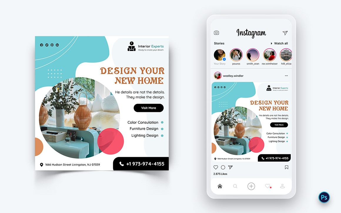 Interior Design and Furniture Social Media Post Design Template-13