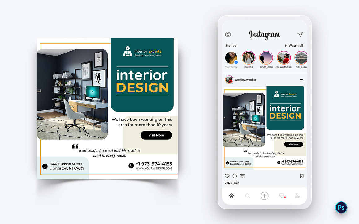 Interior Design and Furniture Social Media Post Design Template-15