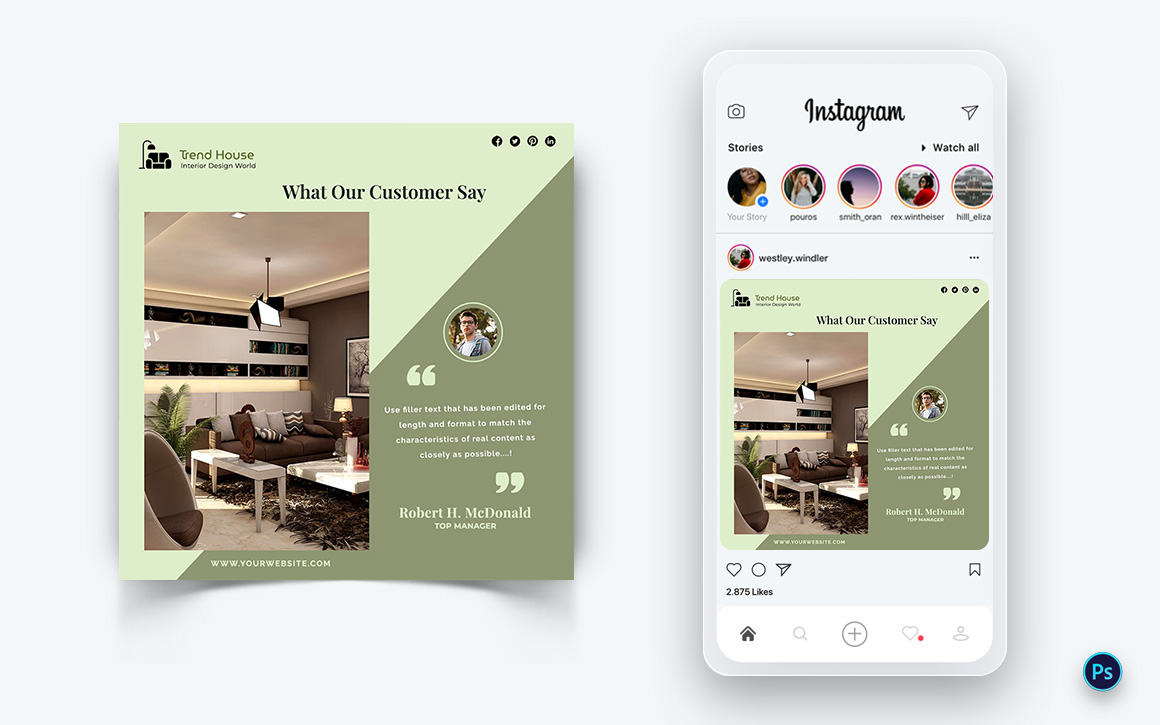 Interior Design and Furniture Social Media Post Design Template-25