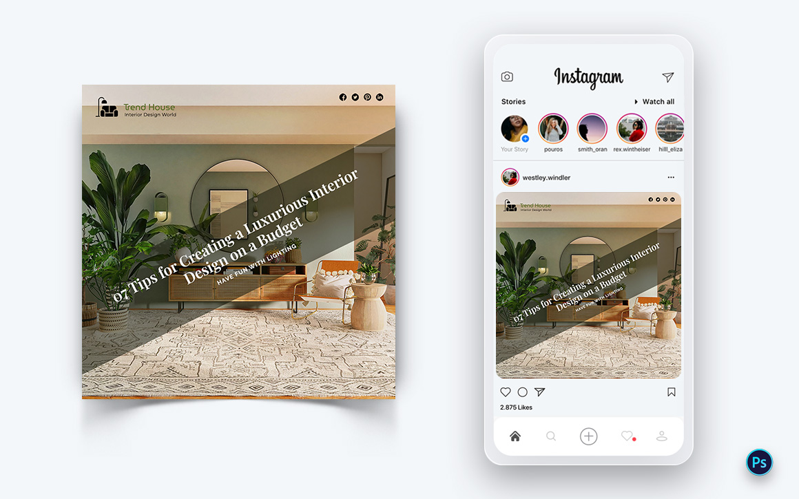 Interior Design and Furniture Social Media Post Design Template-26