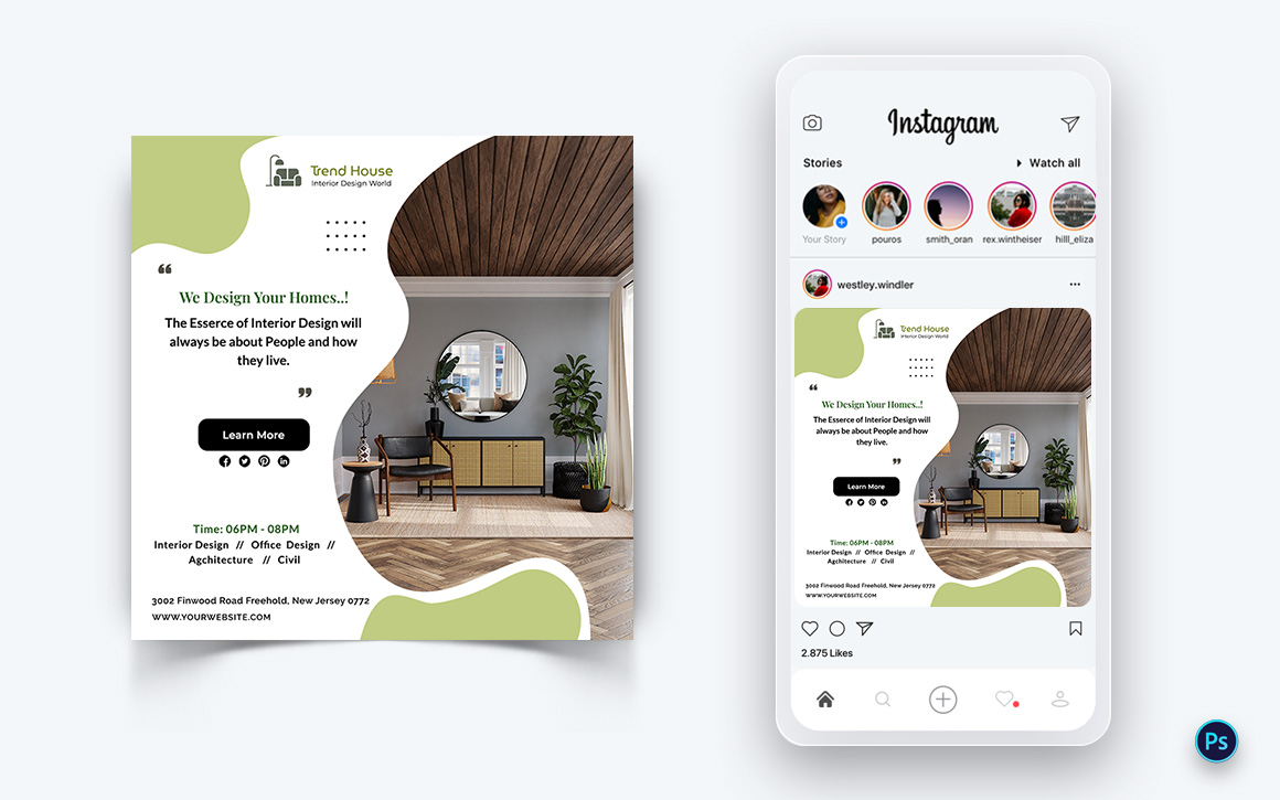 Interior Design and Furniture Social Media Post Design Template-31