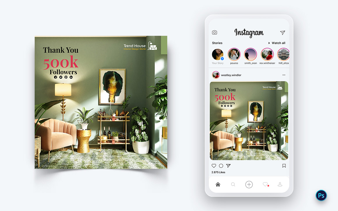 Interior Design and Furniture Social Media Post Design Template-37