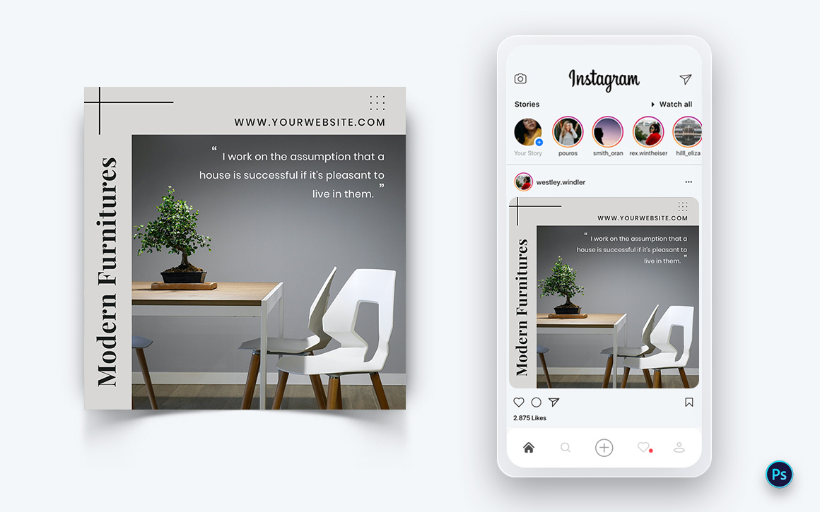 Interior Design and Furniture Social Media Post Design Template-38