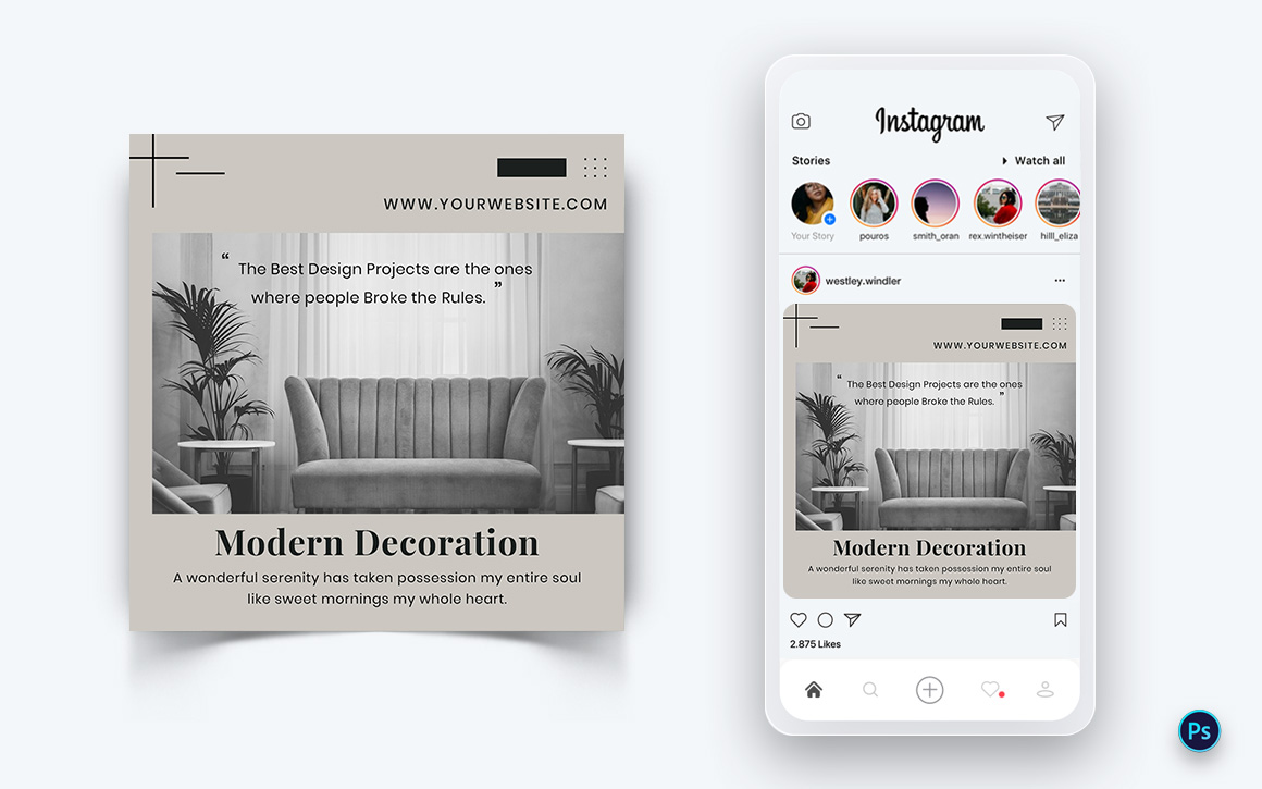 Interior Design and Furniture Social Media Post Design Template-39