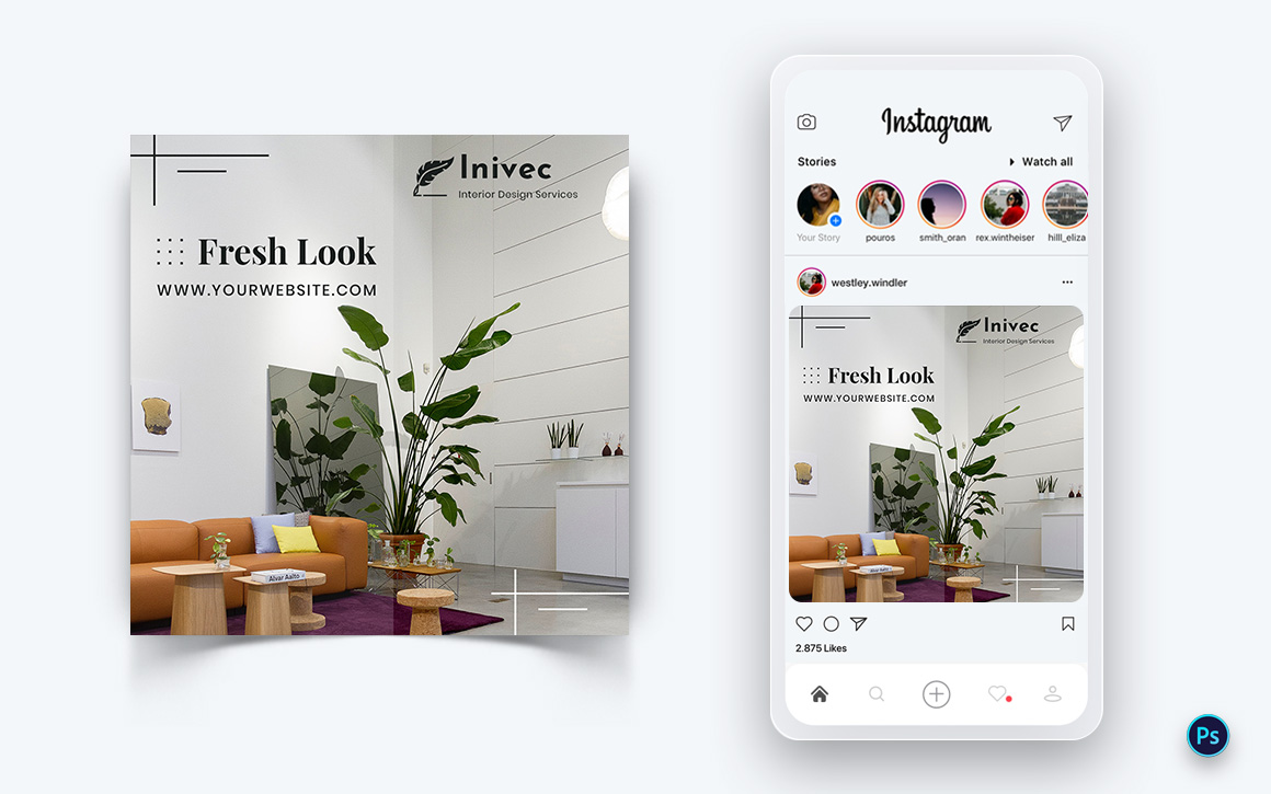 Interior Design and Furniture Social Media Post Design Template-42