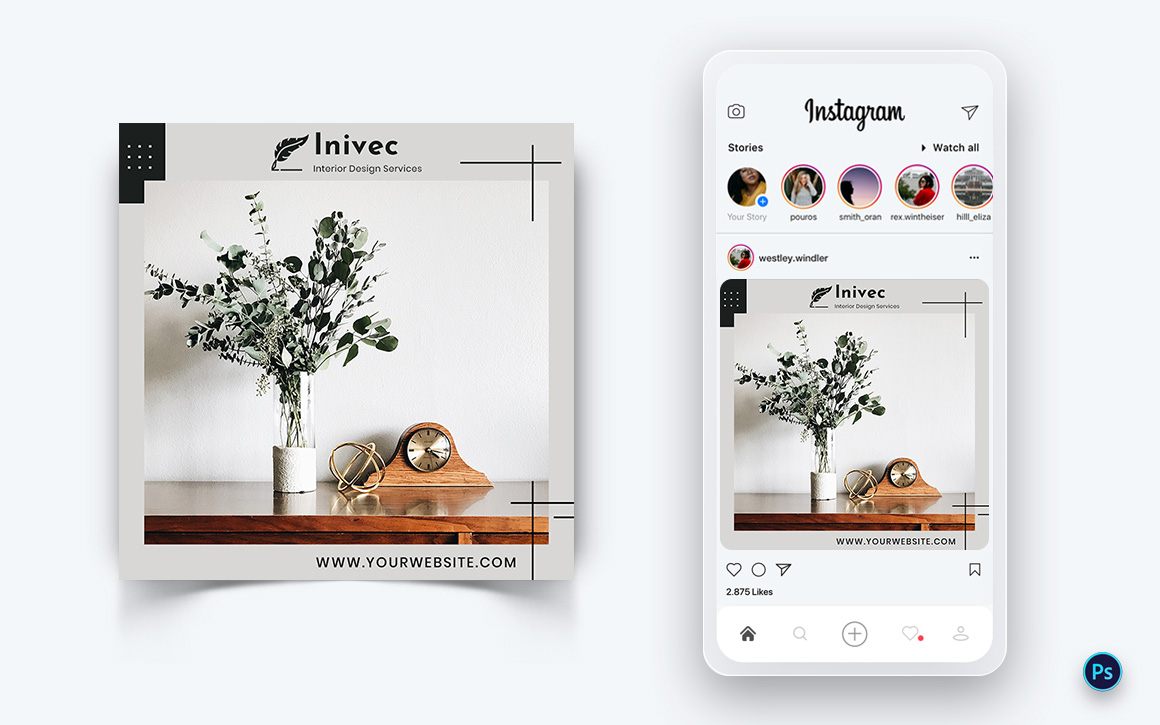 Interior Design and Furniture Social Media Post Design Template-47