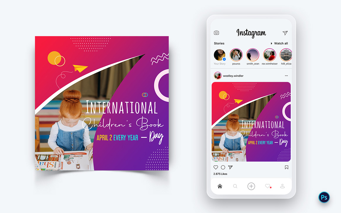 International Childrens Book Day  Social Media Post Design Template-01