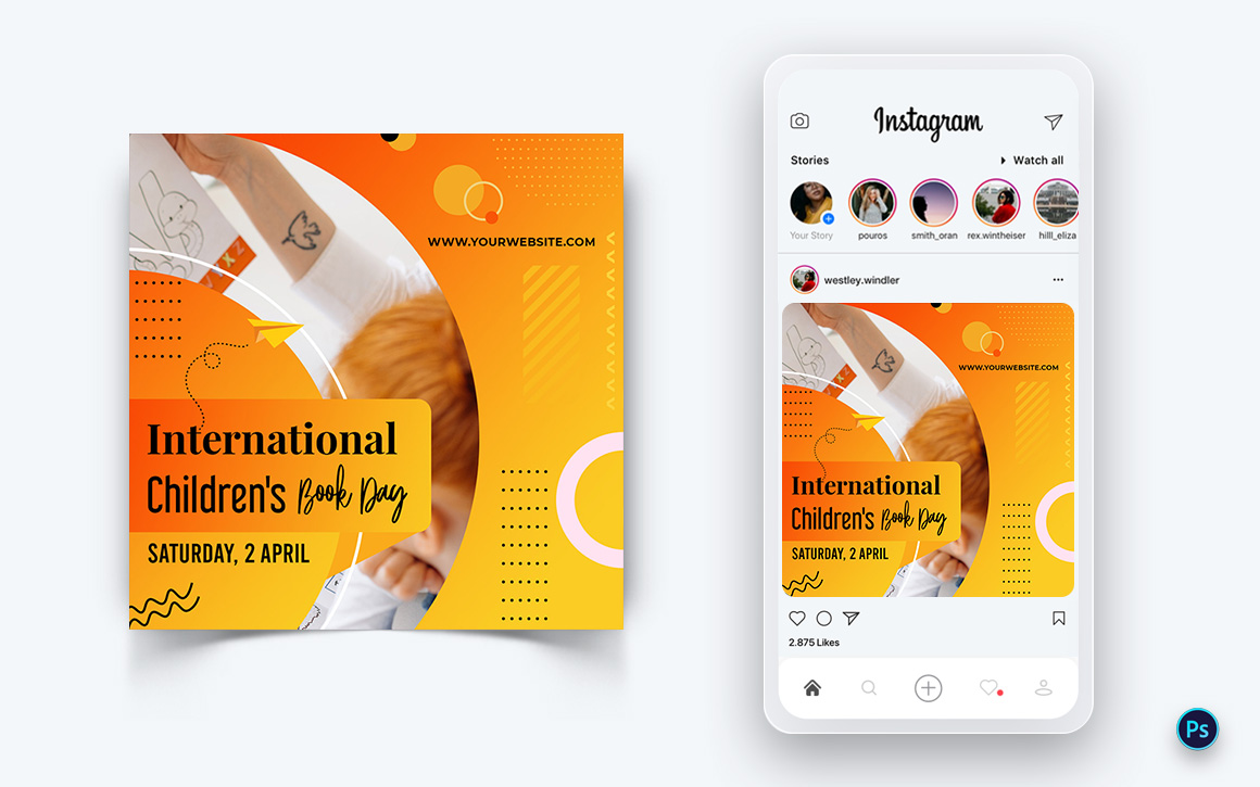 International Childrens Book Day  Social Media Post Design Template-03