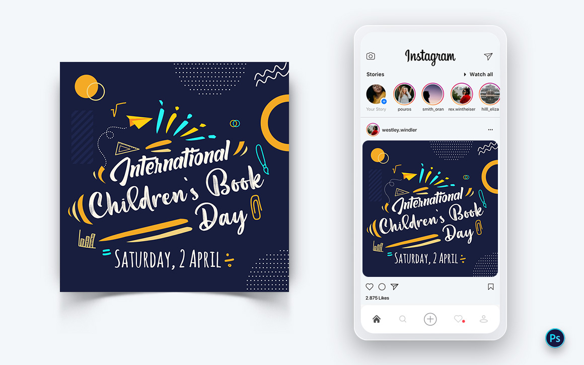 International Childrens Book Day  Social Media Post Design Template-04