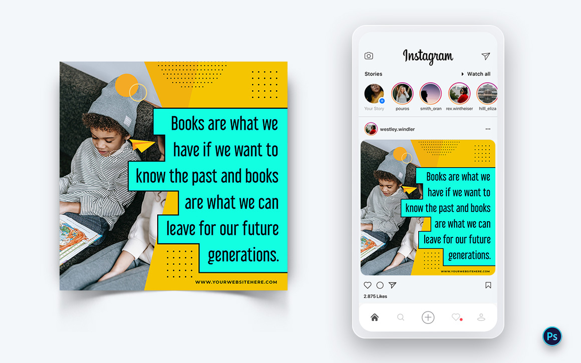 International Childrens Book Day  Social Media Post Design Template-05