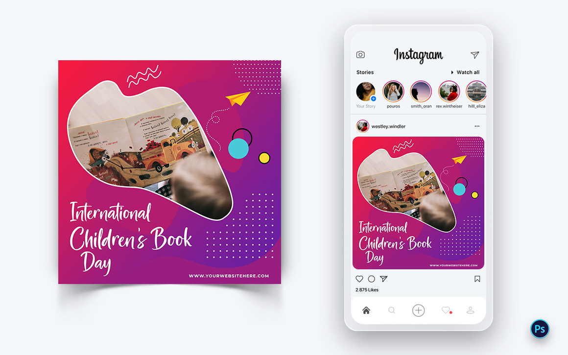 International Childrens Book Day  Social Media Post Design Template-06