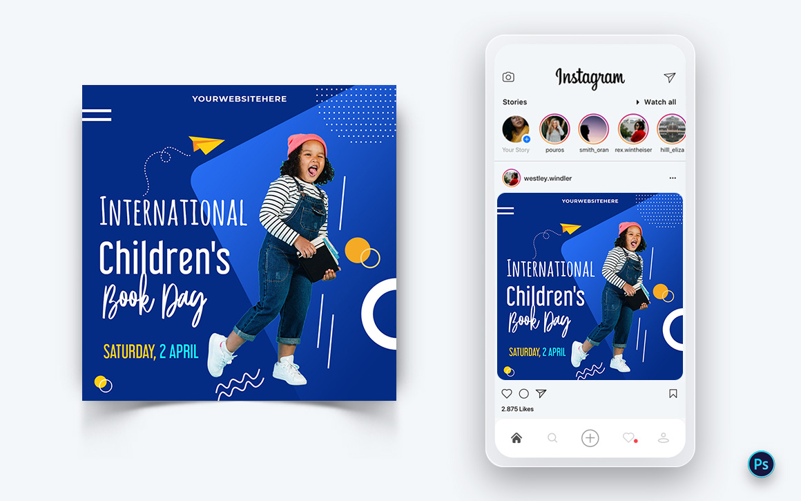 International Childrens Book Day  Social Media Post Design Template-07