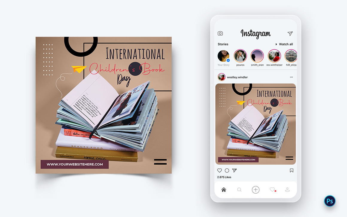 International Childrens Book Day  Social Media Post Design Template-09