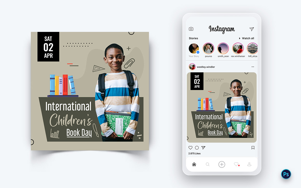 International Childrens Book Day  Social Media Post Design Template-11