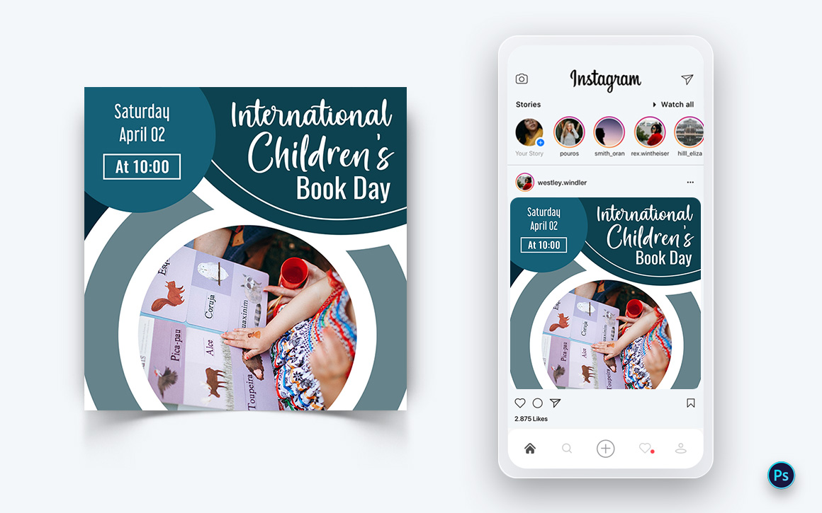 International Childrens Book Day  Social Media Post Design Template-12