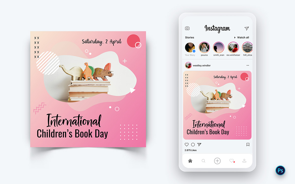 International Childrens Book Day  Social Media Post Design Template-13