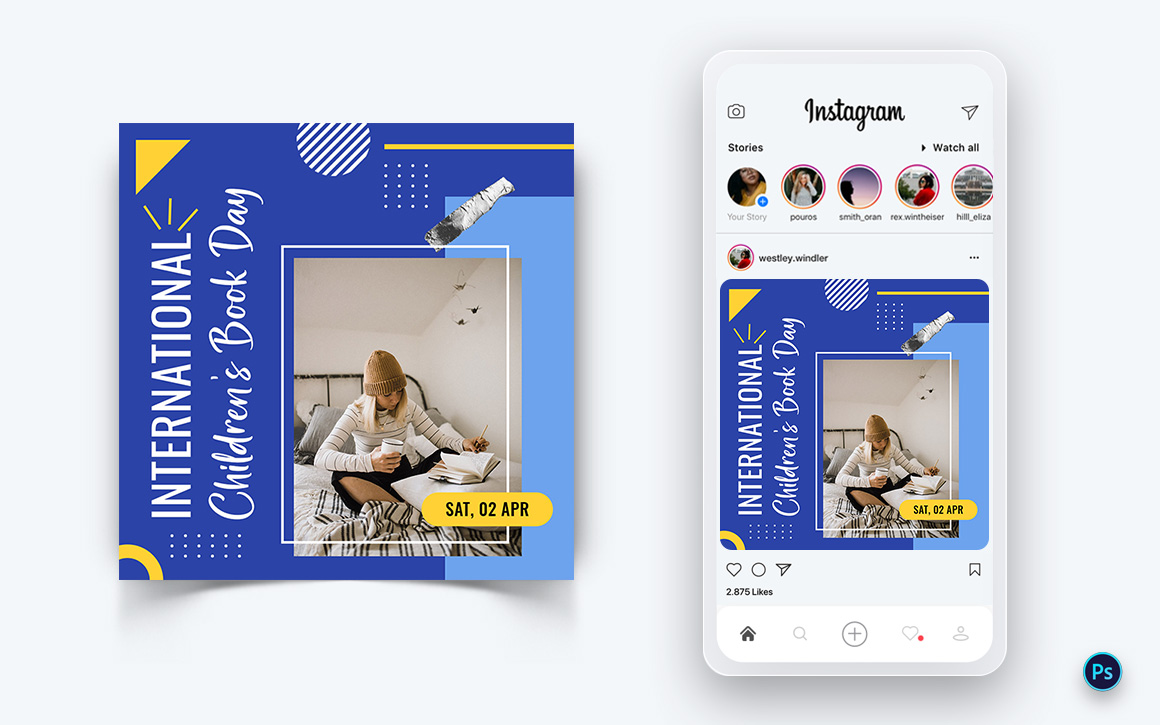 International Childrens Book Day  Social Media Post Design Template-14