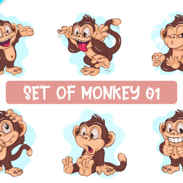 Cartoon Monkey Vectors Templates 261018