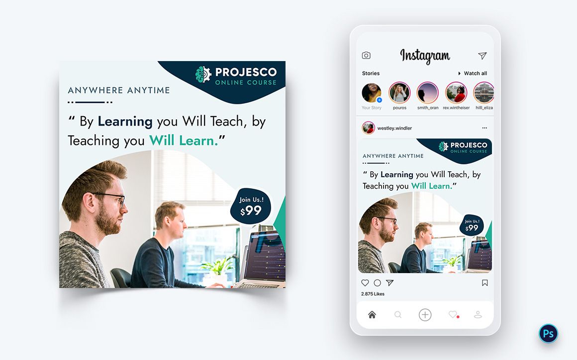 Online Course Elearning Social Media Post Design Template-01