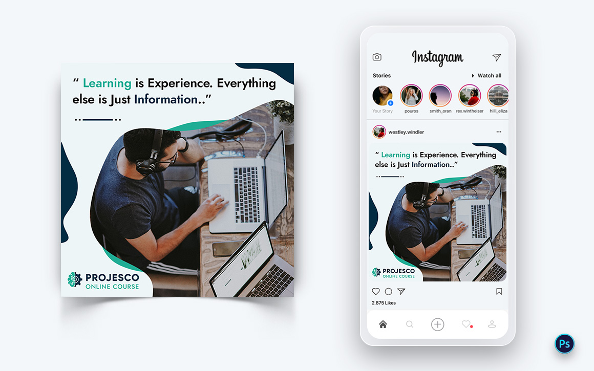 Online Course Elearning Social Media Post Design Template-07