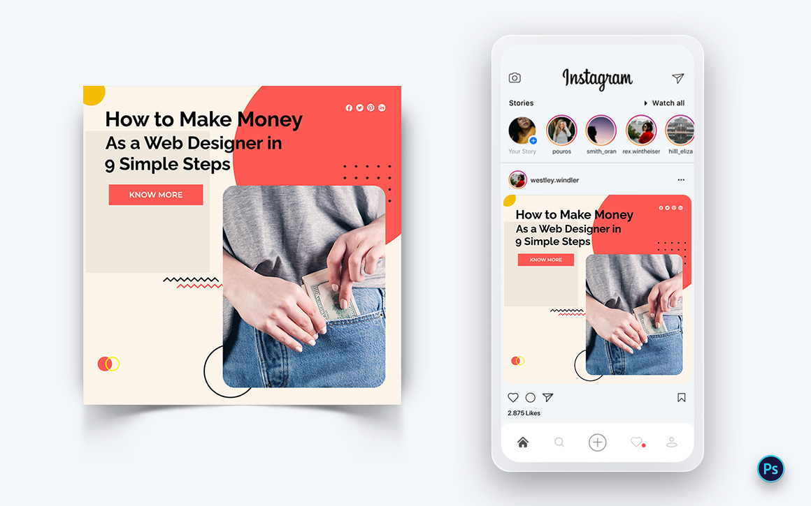 Online Money Earnings Social Media Post Design Template-05