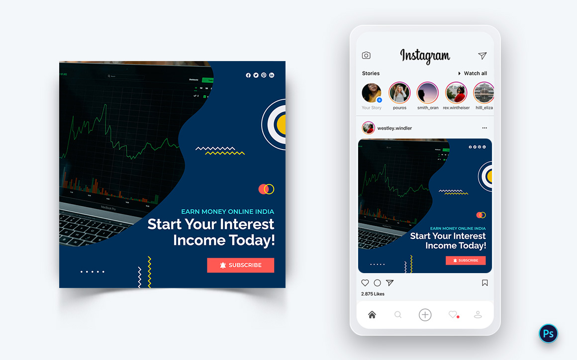 Online Money Earnings Social Media Post Design Template-08