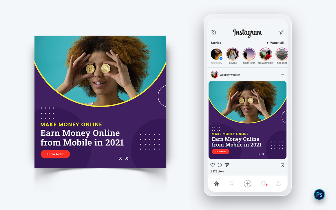 Online Money Earnings Social Media Post Design Template-15