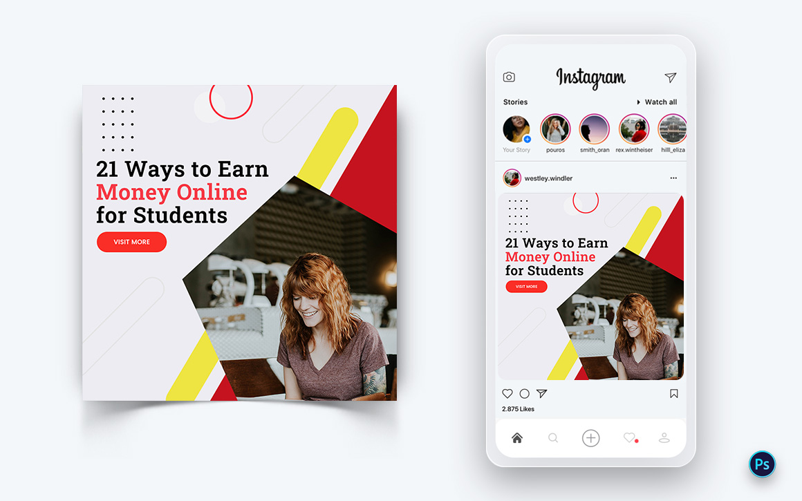 Online Money Earnings Social Media Post Design Template-16