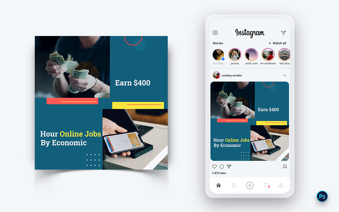 Online Money Earnings Social Media Post Design Template-17