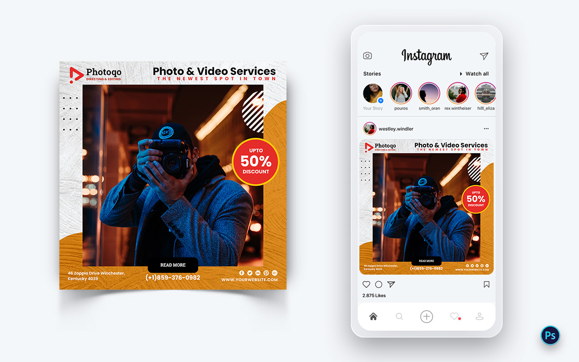 Photo and Video Services Social Media Post Design Template-12