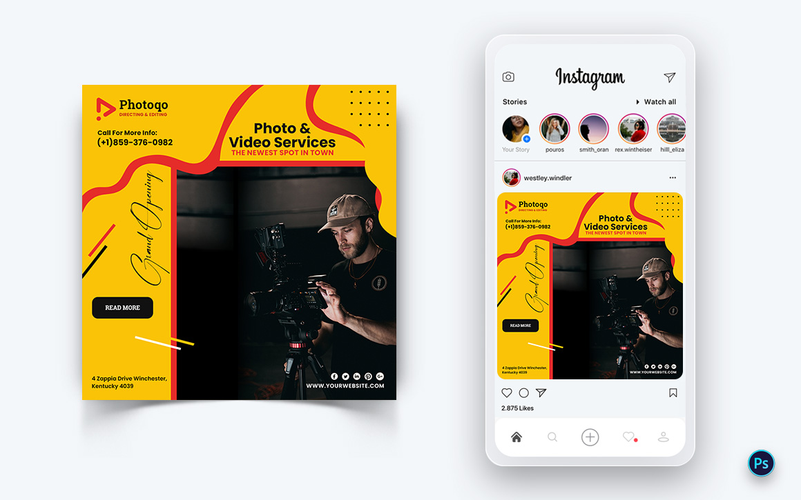 Photo and Video Services Social Media Post Design Template-18
