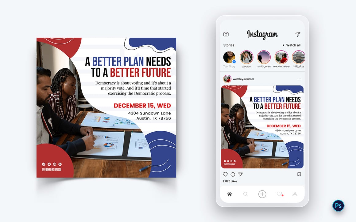 Political Campaign Social Media Post Design Template-11