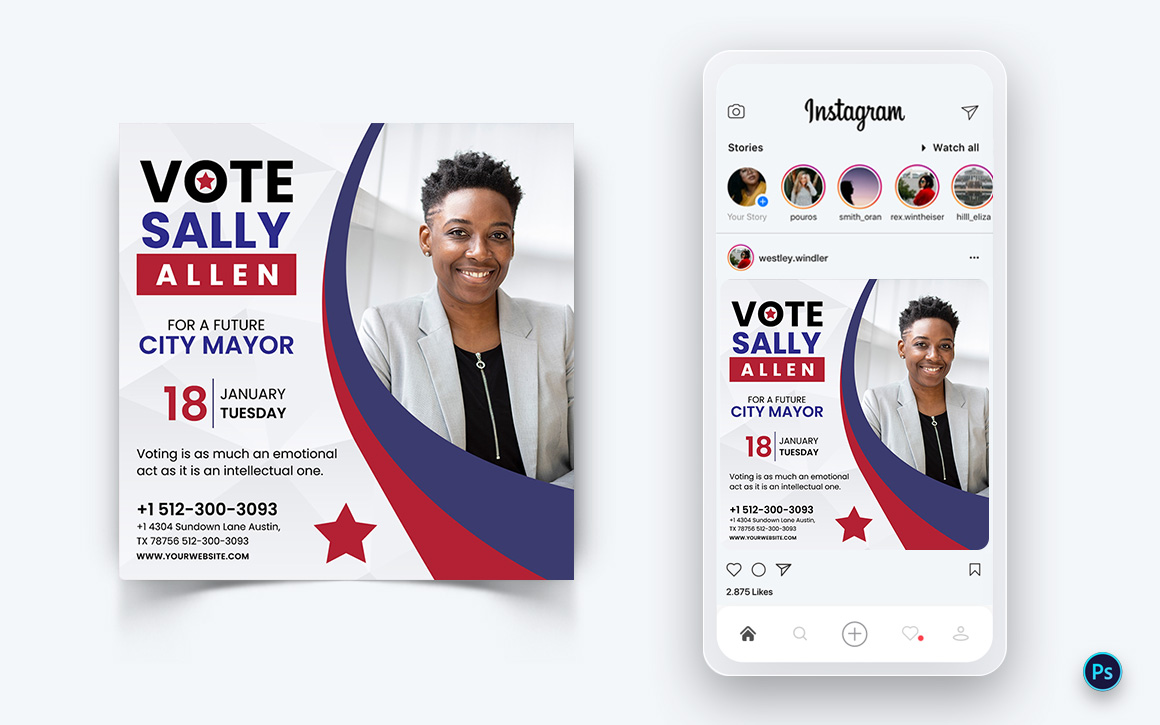 Political Campaign Social Media Post Design Template-12