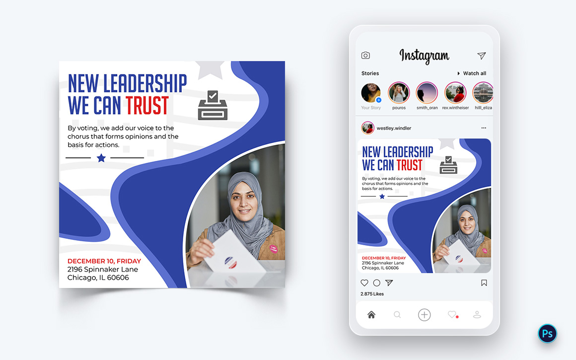 Political Campaign Social Media Post Design Template-13