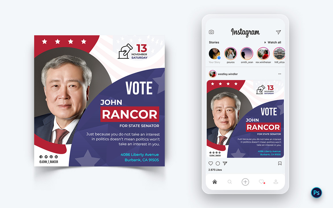 Political Campaign Social Media Post Design Template-16