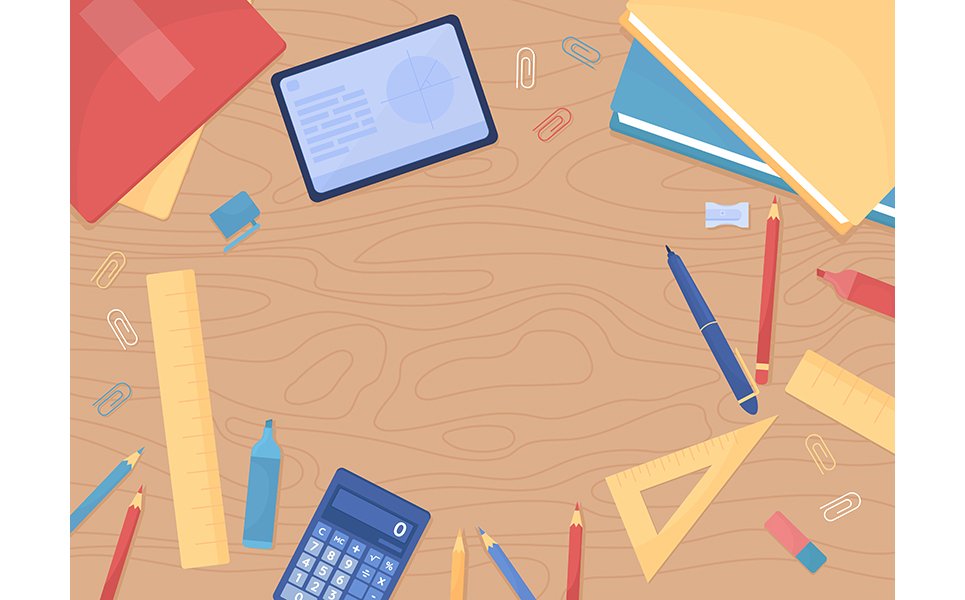 School Desk Top Illustration