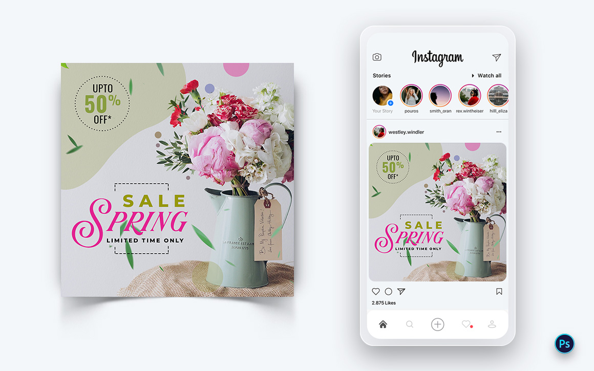 Spring Season Social Media Post Design Template-03