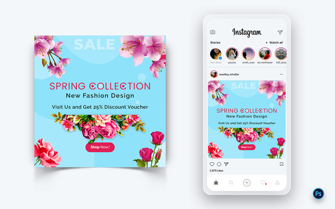 Spring Season Social Media Post Design Template-04