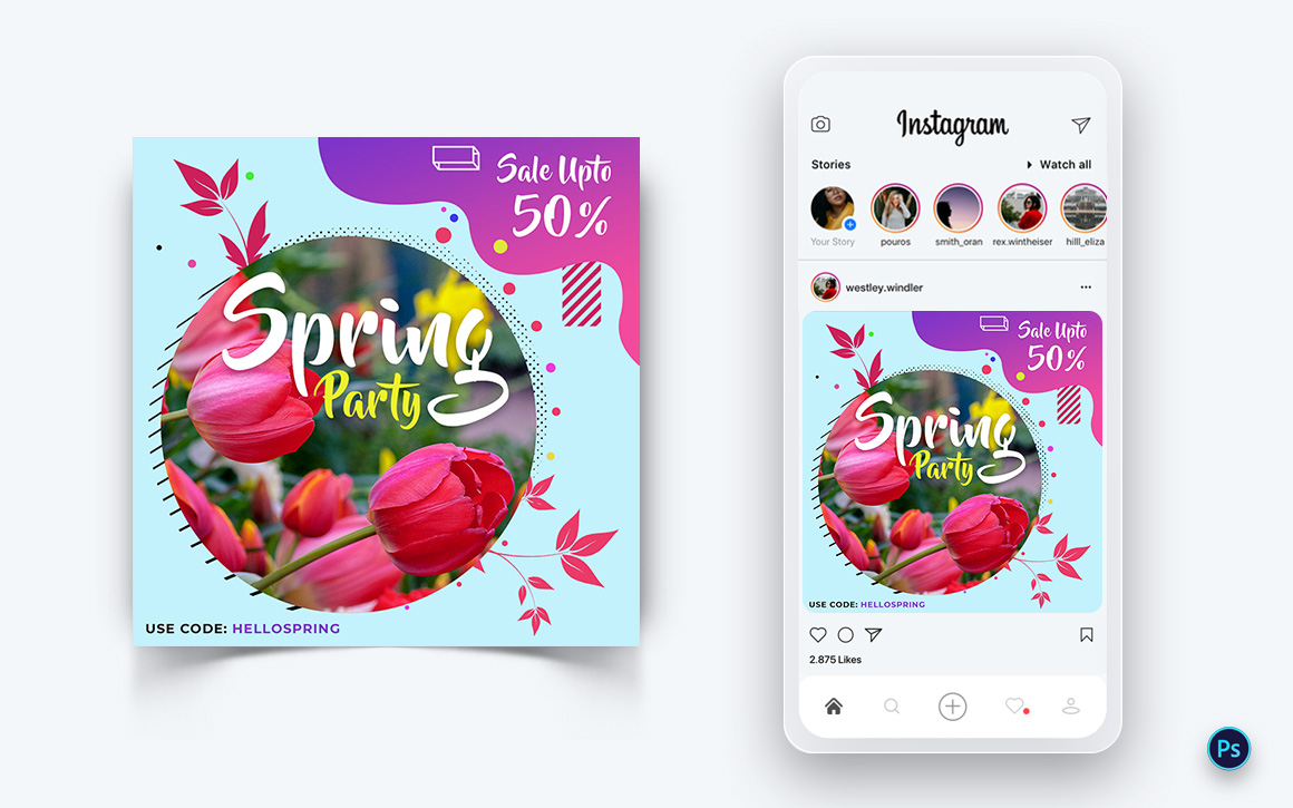 Spring Season Social Media Post Design Template-06