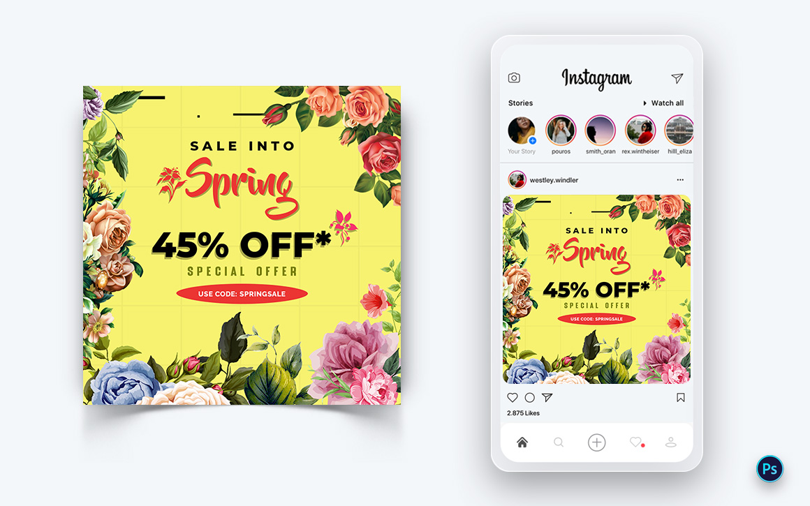 Spring Season Social Media Post Design Template-07