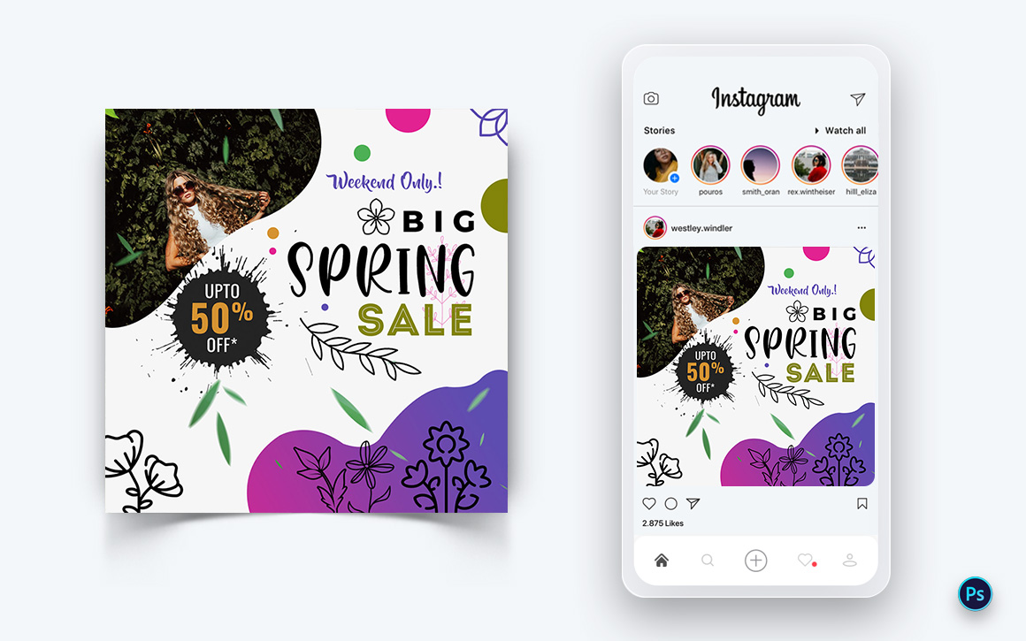 Spring Season Social Media Post Design Template-08