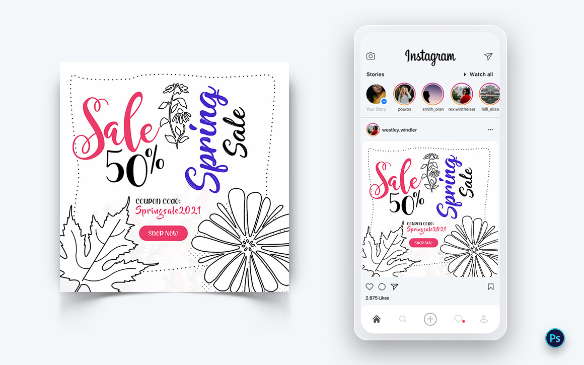 Spring Season Social Media Post Design Template-15