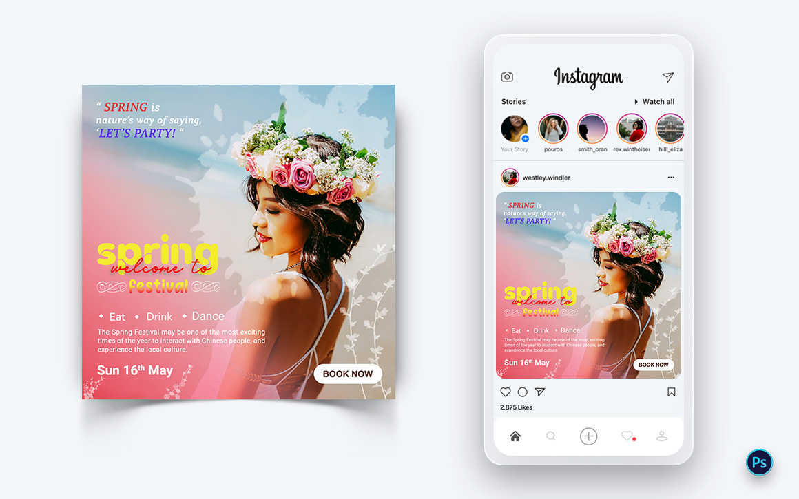 Spring Season Social Media Post Design Template-16