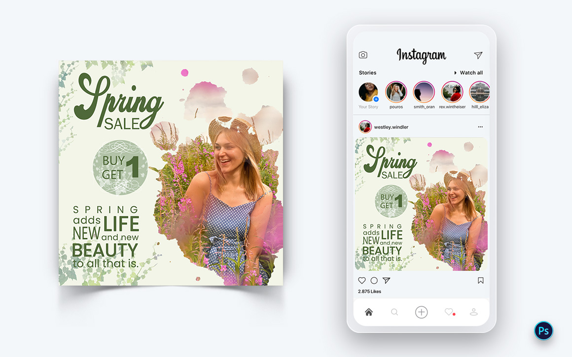 Spring Season Social Media Post Design Template-19