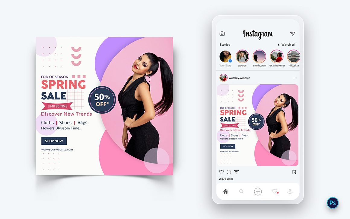 Spring Season Social Media Post Design Template-21