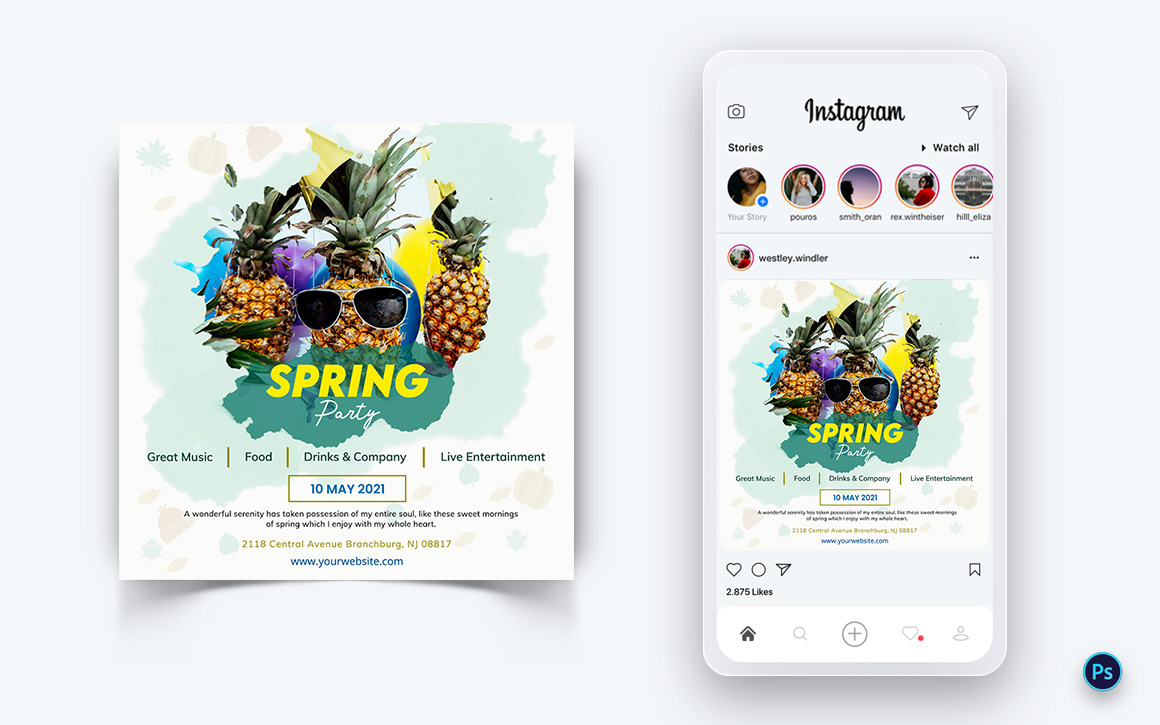 Spring Season Social Media Post Design Template-23