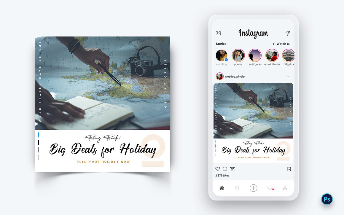 Travel Explorer and Tour Social Media Post Design Template-10