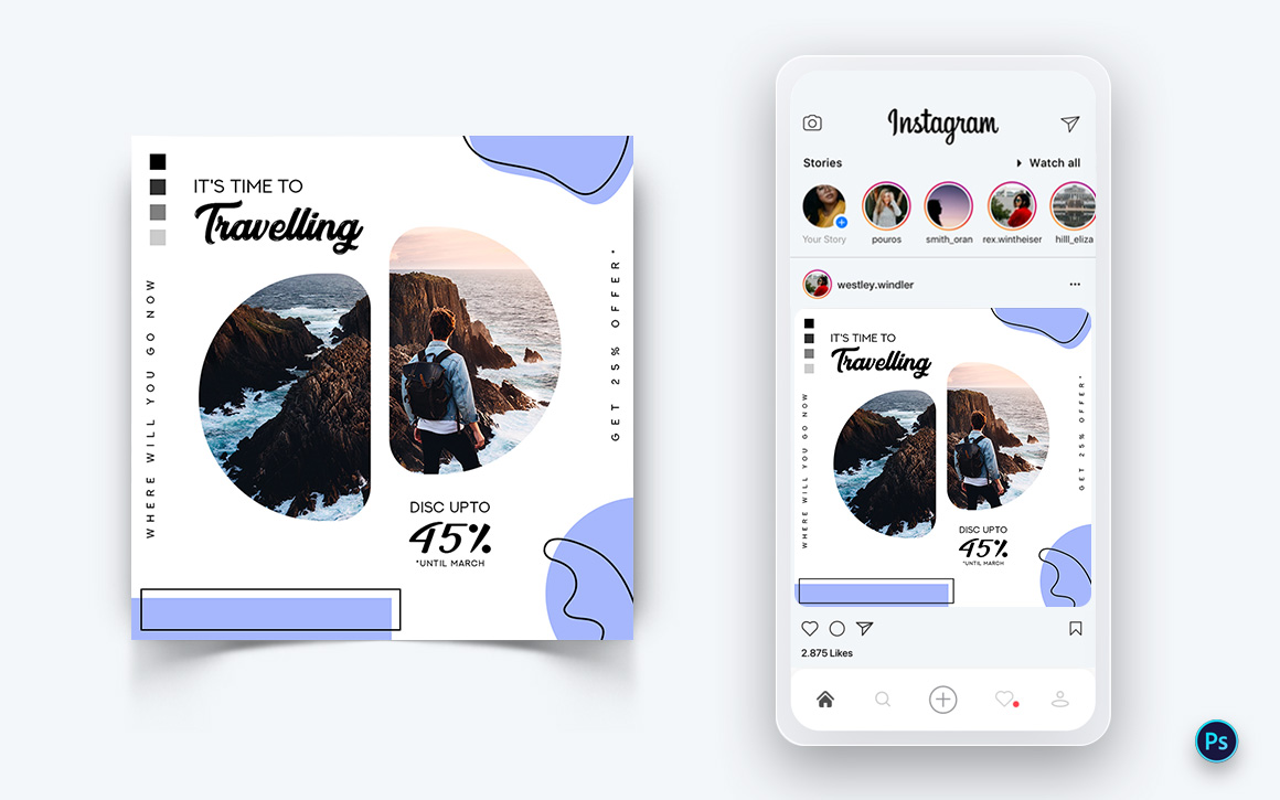 Travel Explorer and Tour Social Media Post Design Template-11