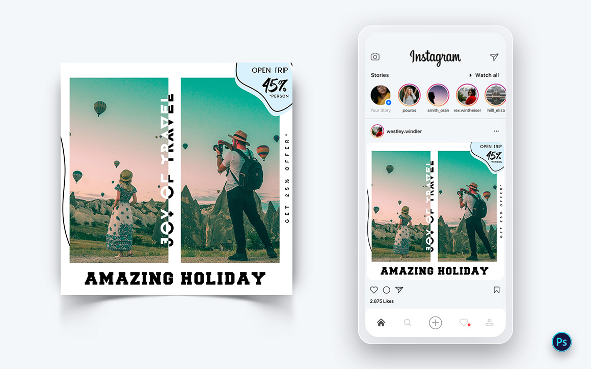 Travel Explorer and Tour Social Media Post Design Template-13